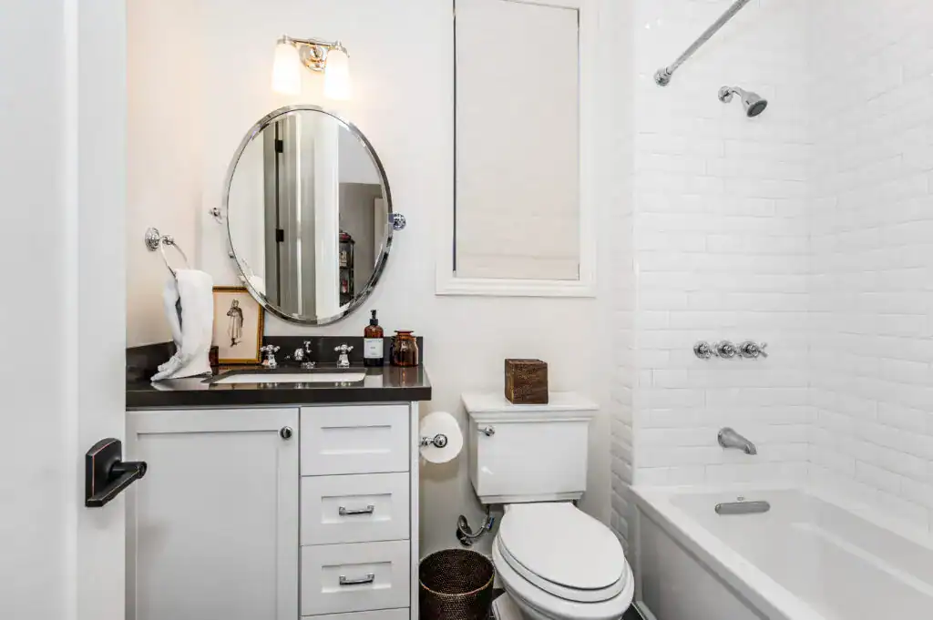 Bathroom design planning and layout sketch showing fixtures and tile choices for a remodel