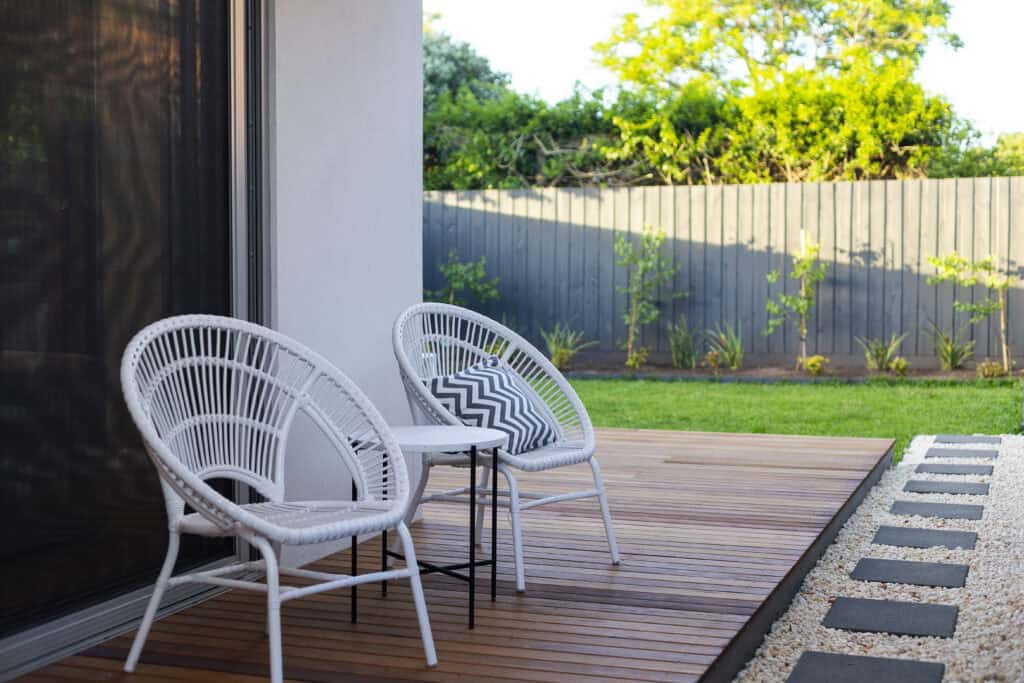 Outdoor living space renovation with patio design