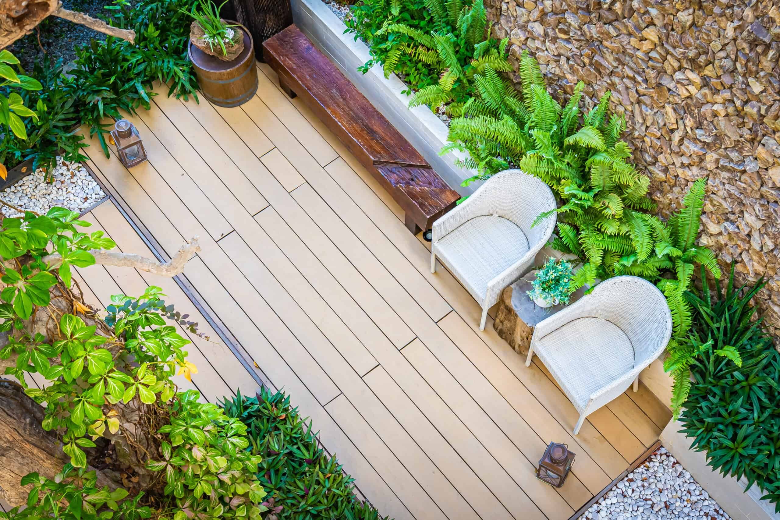 Outdoor patio chair setup for backyard relaxation space