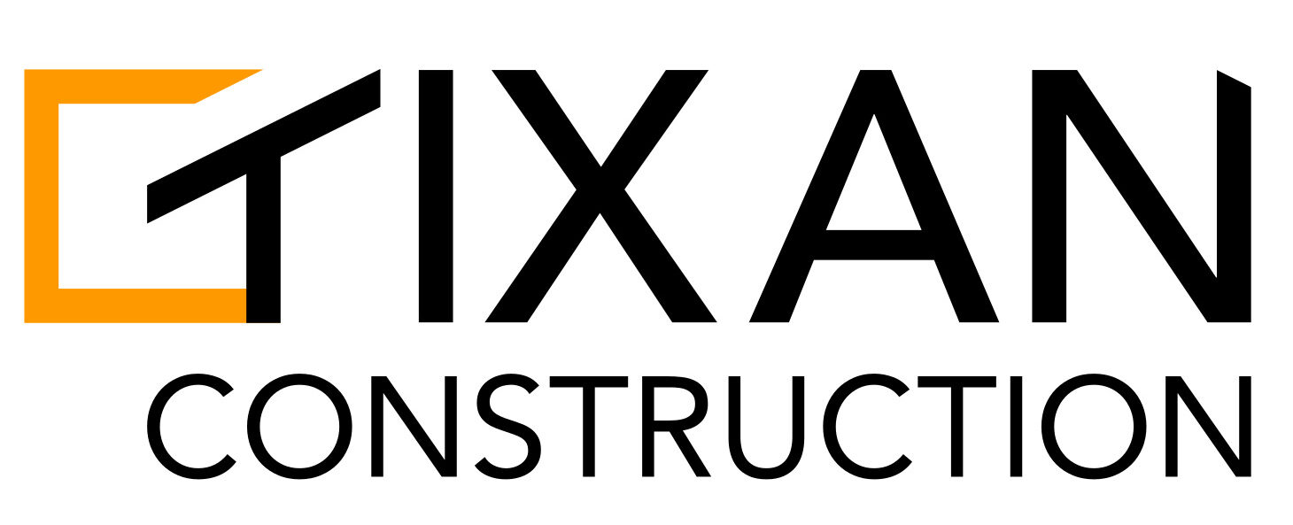 Construction workers and equipment at a Tixan Construction site for building projects.